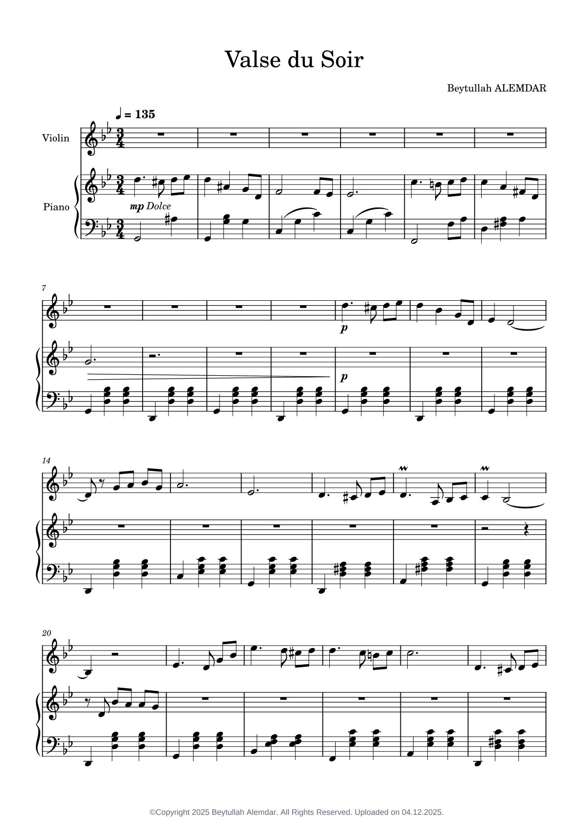 Valse du Soir nota önizlemesi